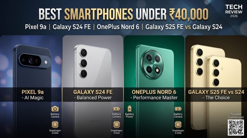 Best Smartphones Under ₹40,000 in 2026: Pixel 9a vs Galaxy S24 FE vs OnePlus Nord 6 vs Galaxy S25 FE vs Galaxy S24 1 Best Smartphones Under 40000 | Best Phones Under ₹40K