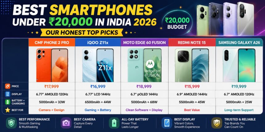 Best Smartphones Under 20,000 In India 2026 — Our Honest Top Picks 1 Best Smartphones Under 20000 In India 2026