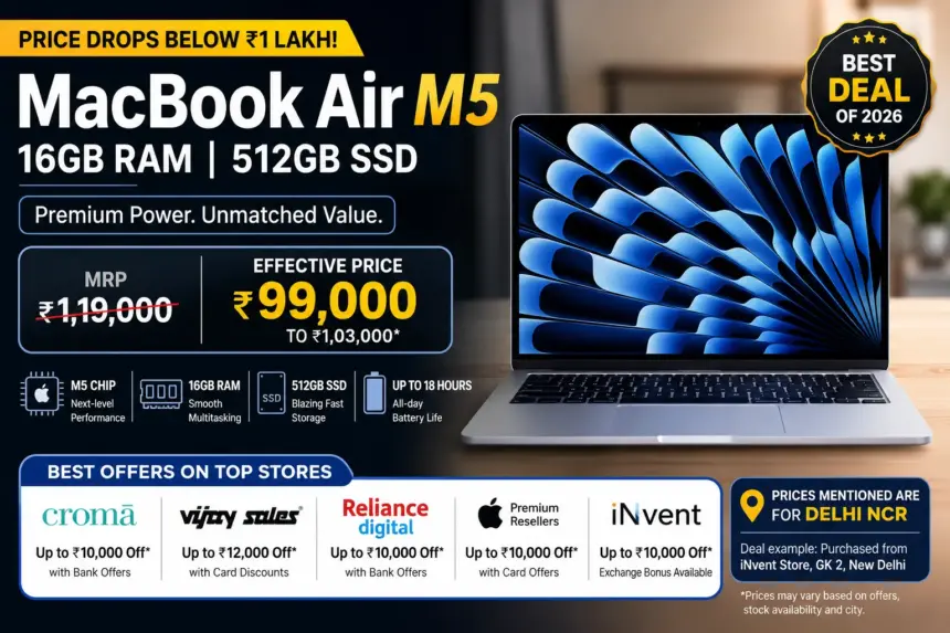 Macbook Air M5 16Gb Ram Price Drops Below ₹1 Lakh In India: Should You Buy It Now? 1 Macbook Air M5 16Gb Ram